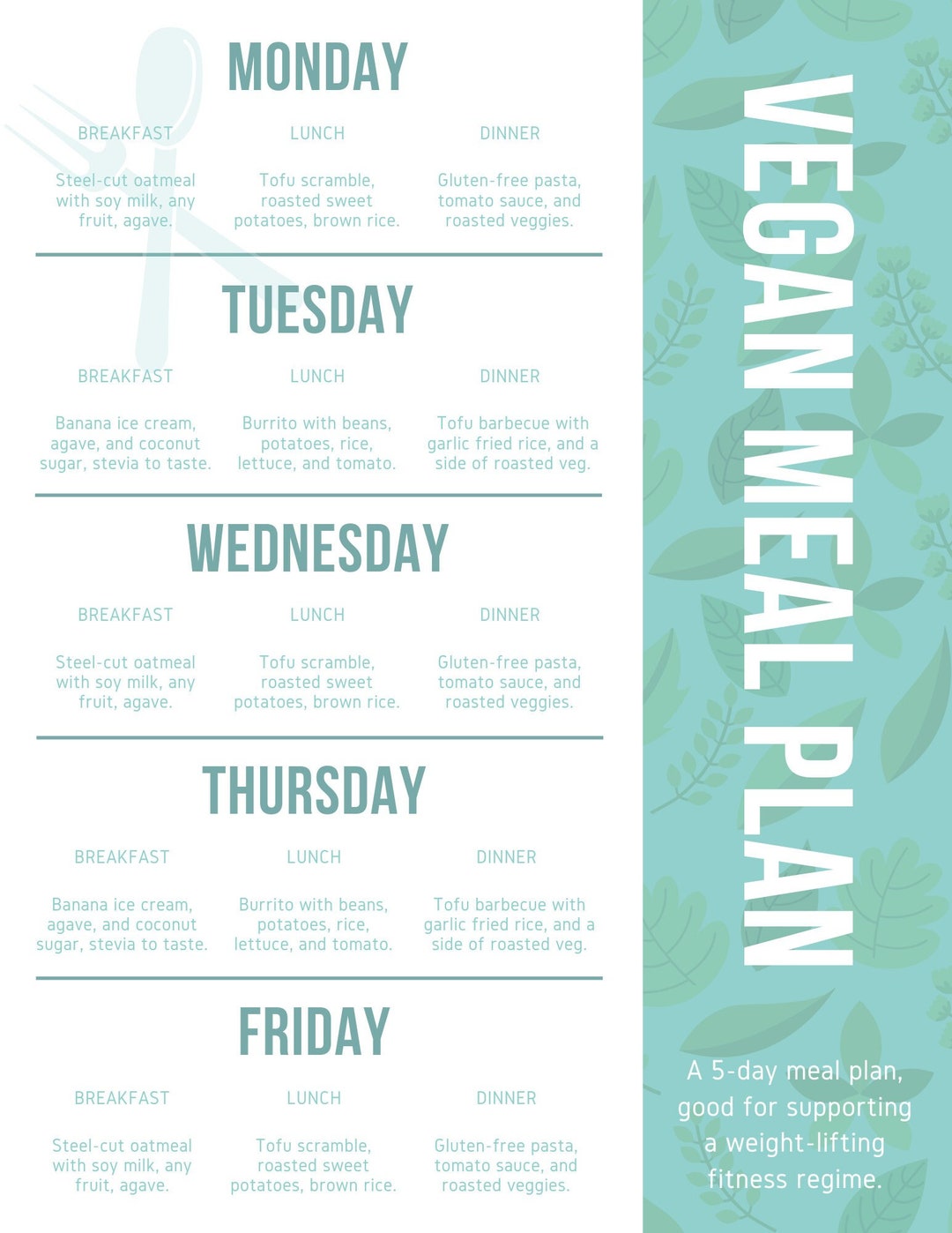 Vegan Meal Plan With Recipe's - Etsy