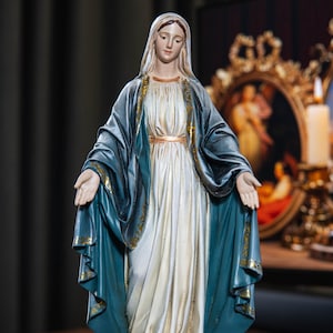 Hand-Painted Our Lady of Grace Statue Virgin Mary Blessed Mother Statues Catholic Gifts Christian Decor Religious Gifts for Women & Men