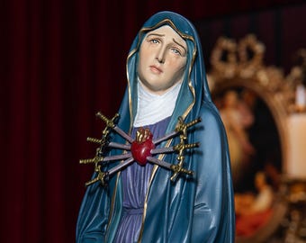 Our Lady of Sorrows Statue with Seven Swords, 11.8 Inch ~ Bringing Comfort, Faith, and Peace to Your Home