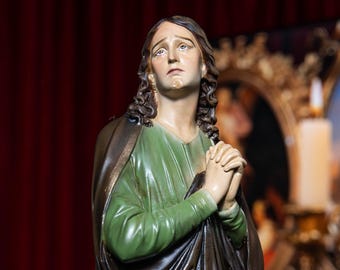 Hand-Painted Saint John Apostle Statue 11.8" - Catholic Saint Figurine, Religious Home Decor, Catholic Gifts