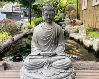 Gautama Buddha Statue, Shakyamuni Buddha Indoor Outdoor Meditation, Garden Decor, Poly Stone Statue