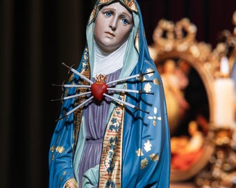 Our Lady of Sorrows Statue with Seven Swords-Premium Hand-Painted ~  Where Grief Meets Grace