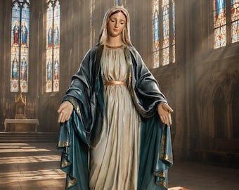 Hand-Painted Our Lady of Grace Statue, 9.8 Inch ~ Open Hands, Open Grace