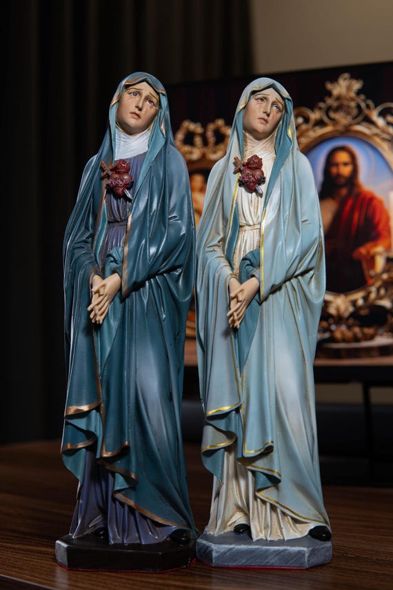 Hand-painted Our Lady of Sorrows Statue With One Sword Virgin Mary