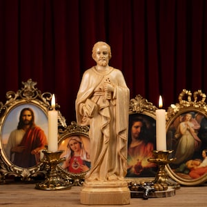 Wooden St. Peter Statue Catholic Gifts Christian Decor Religious Gifts for Women Christian Home & Room Decor Catholic Decor