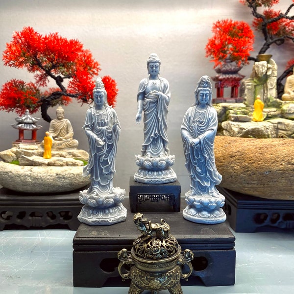 The Three Saints of the West Buddha Statue, Mahasthamaprapta Bodhisattva, Amitabha Buddha, Guan Yin Bodhisattva, Indoor Outdoor Decor