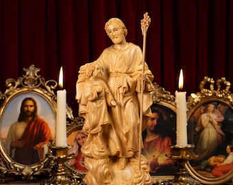 St. Joseph and Child Jesus Wooden Statue Catholic Saint Figure Catholic Gifts for Dad & Mom Christian Decor for Room, Altar, Spiritual, Home