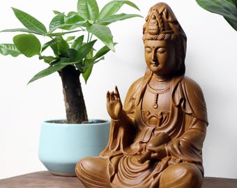 アンティーク アンティーク 中国風 観音像 - 38 cm/15