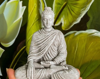 Small Buddha Statue Sitting in Bhumisparsha Mudra, Gautama Shakyamuni Buddha Indoor Outdoor Meditation, Garden Decor