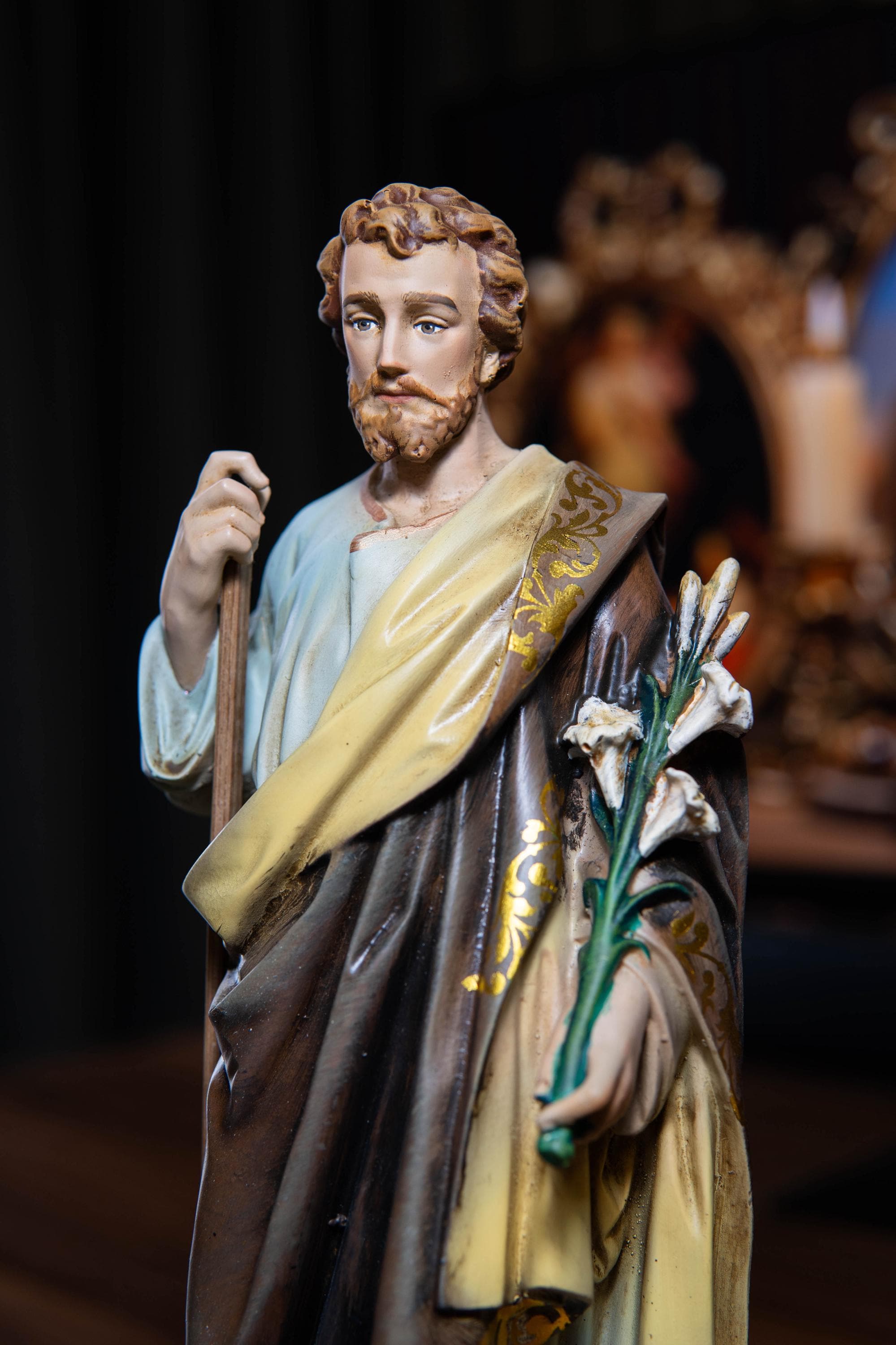 y*k様 Saint-Joseph 2019 Hand-painted Saint Joseph With Lily Statue, 9.8 Inch ~ Chosen in