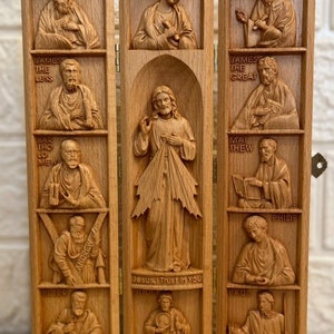 Jesus and The 12 Apostles, Wooden Religious Gifts, Catholic Art, Christmas Gift, Home Decor