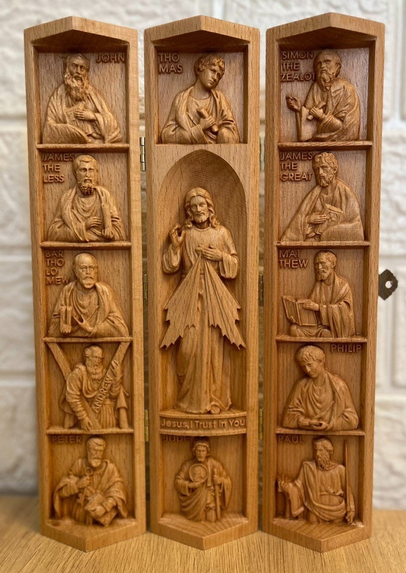 Jesus and the 12 Apostles Wooden Religious Gifts Catholic Etsy