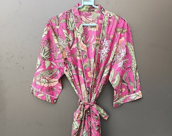 Indian cotton kimono, Kimono robe, Boho robe, Beach wear robe, Block printed Kimono, women's robe, dress, women's robe ,block print kimono