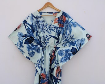 Cotton kaftan, Woman's Cotton Long Kaftan , Floral Printed ,Party Wear Dress Indian Tunic, Summer Clothing /Relaxed Dress ,Plus Size Dress.