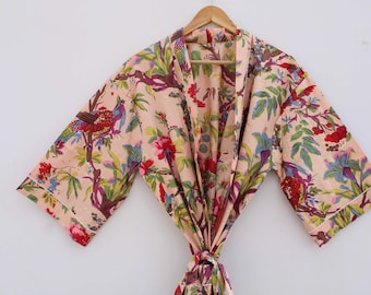 OFMD Kimono Katoenen Kimono Badjas Valentijnsdag CadeauVogel Badjas Turkse Badjas Vest Nachtkleding Kamerjas Strandbikini Zomer