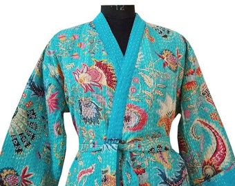 OFMD Cotton Robes Embroidery, Robes Cotton, handmade Robes, kantha Kimono, Robes, gift, kimono, Dressing Gown , Cotton coats, Robe Handmade