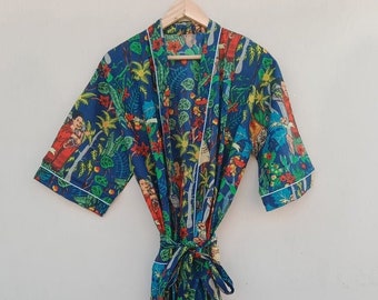 Indian kimono robe, Cotton kimono robe, Cotton frida kimono, soft and comfortable, beach robe , bath robe, Night wear kimono, Robes