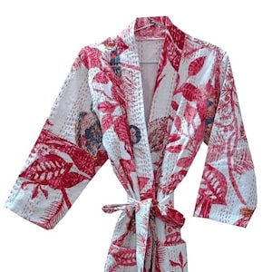 Batas de algodón OFMD bordadas, batas de algodón, batas hechas a mano, kimono kantha, batas, regalo, kimono, bata, abrigos de algodón, bata hecha a mano
