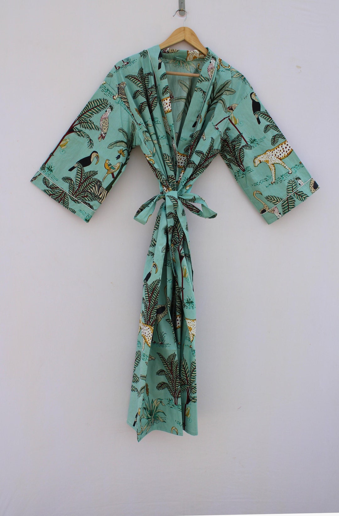 Shimpan Robe Tiger Print Cotton Kimono Robe, Beach Cover Up, Lounge Wear - Etsy
