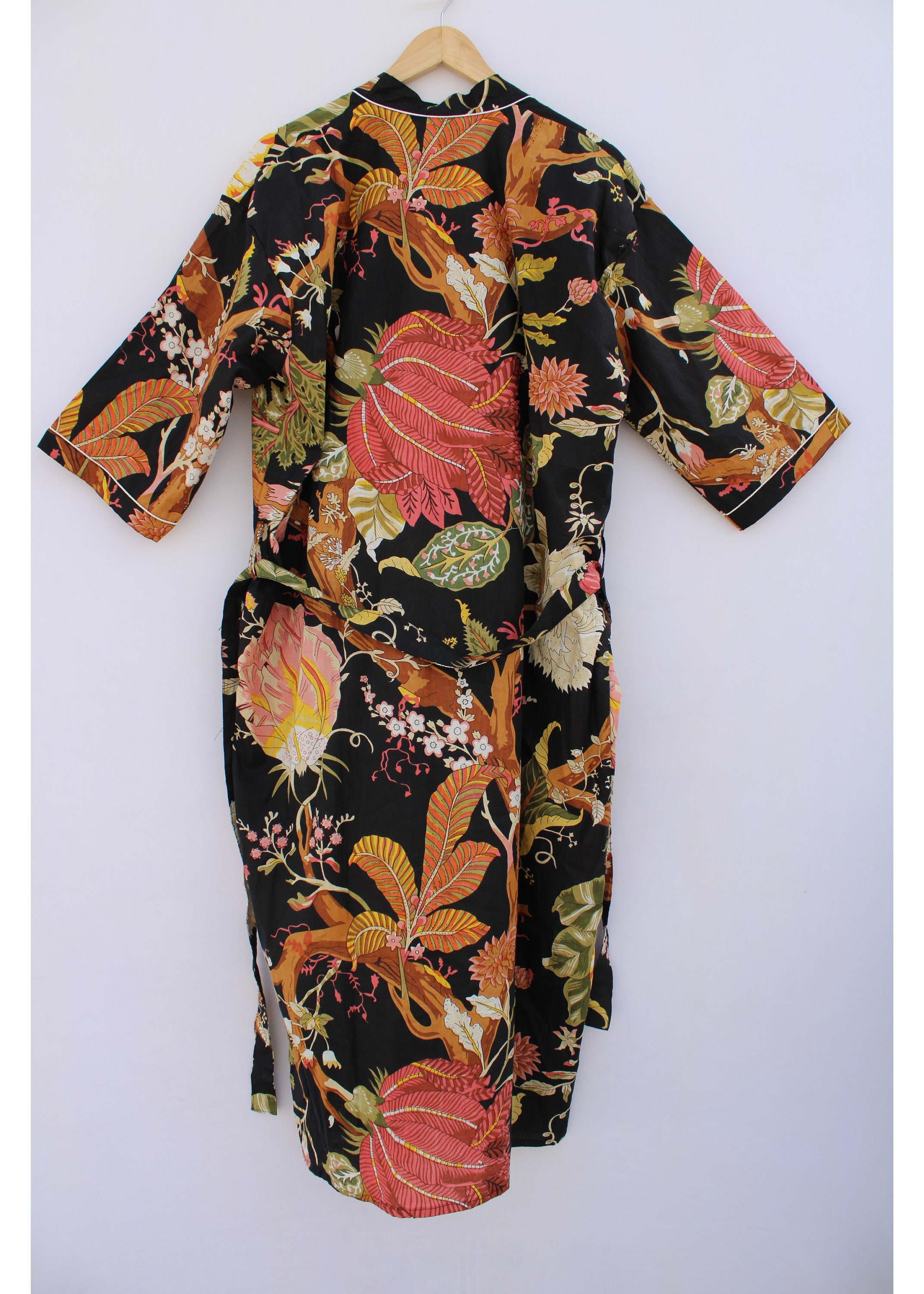 Cotton Kimono Robe, Block Print Robes for Women,dressing Gown, Plus ...