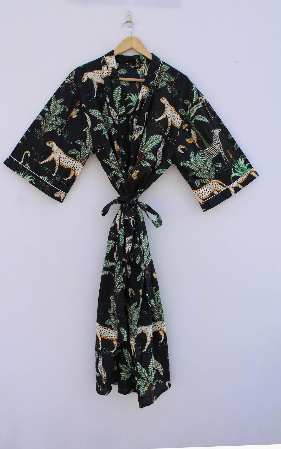 Shimpan Robe Kimono Animal Print Cotton Kimono Robe: Lightweight Beach Cover-up - Etsy