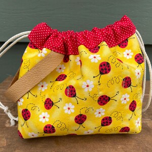 Mini Knitting/Crochet Project Bag, Lady Bugs