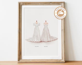 Custom Mother and Bride Portrait, Watercolor Wedding Portrait, Mother of the Bride Gift from Daughter, Personalized Wedding Keepsake