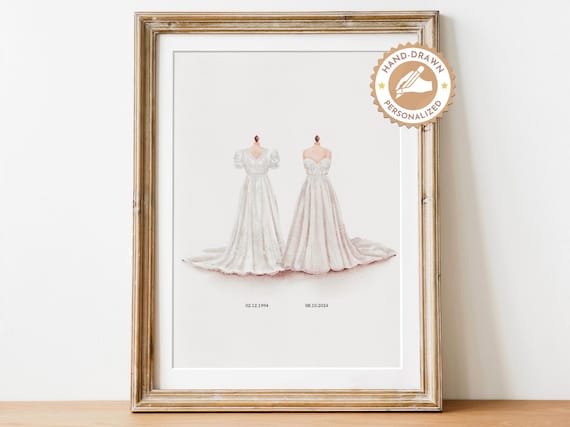 Custom Mother and Bride Portrait, Watercolor Wedding Portrait, Mother of the Bride Gift from Daughter, Personalized Wedding Keepsake