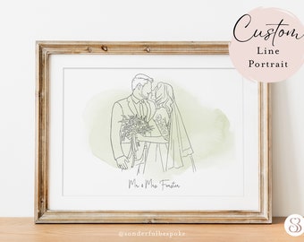 Custom Wedding Line Portrait | Wedding Keepsake | Personalized Artwork | Custom Wedding Painting | Personalized Wedding Gifts | Bride Gifts