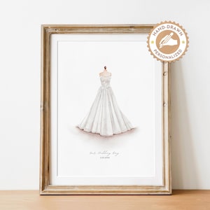 Wedding Dress Illustration | Custom Wedding Portrait | Personalized Painting | Gift for the Bride | Anniversary Gift for Wife | Bride Gifts