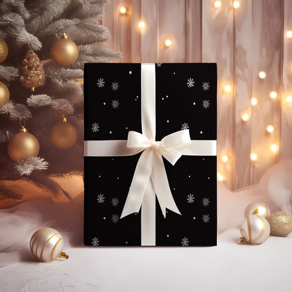 Black Wrapping Paper Christmas Wrapping Paper Christmas Crafting Paper Gift  Wrap Birthday Holiday Simple Elegant Minimalist 