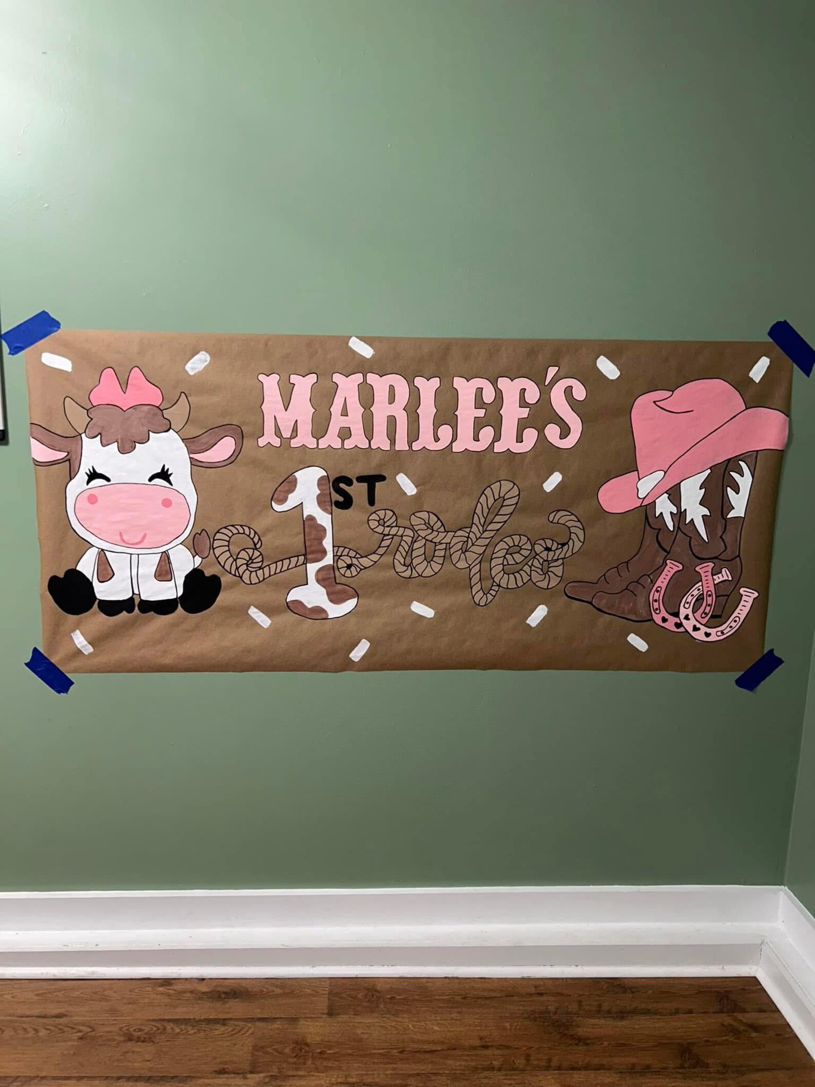 First Rodeo Banner First Rodeo Birthday Theme Banner, First Rodeo Birthday, Cow Birthday ...