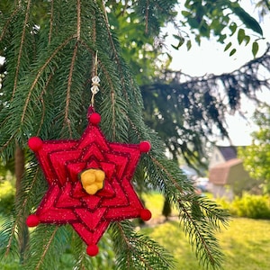 Adorno Pointsettia / Ojo De Dios / Mandala / Arte Tejido