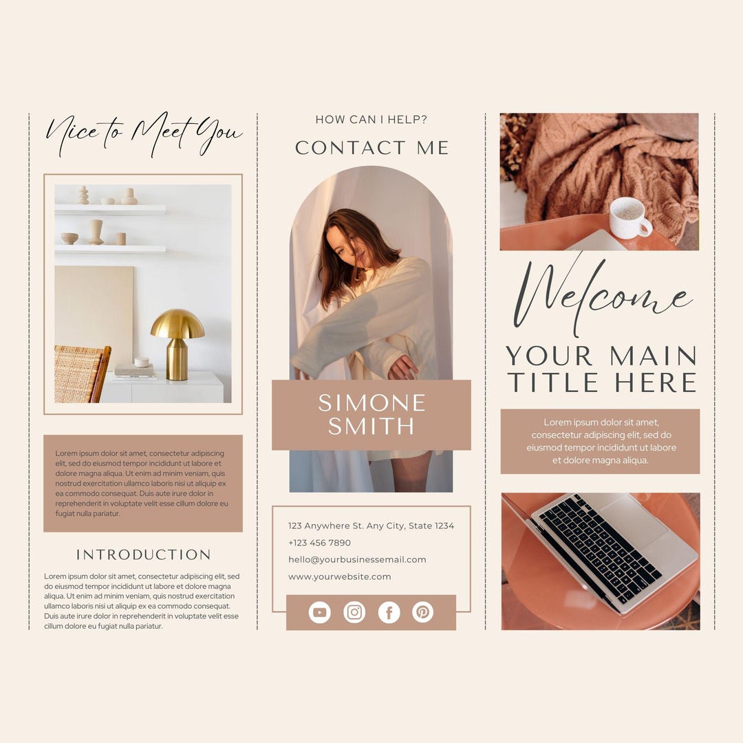Canva Trifold Brochure Template - Stylish Editable Design for Food