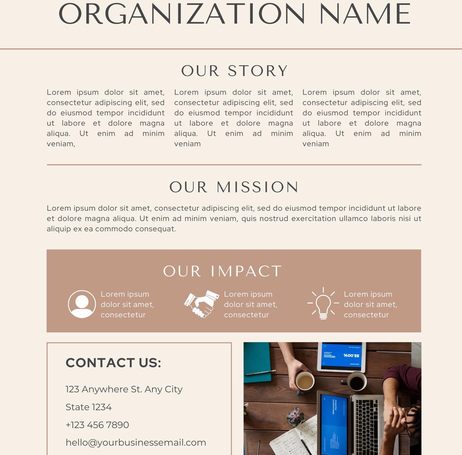 Canva non profit one pager template project charter non profit svg