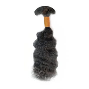 Thicklengths バージンバルク/編み込みヘアエクステンション | カーリーナチュラルブラックヘア | あらゆるヘアスタイルに最適。100% 人毛を使用。