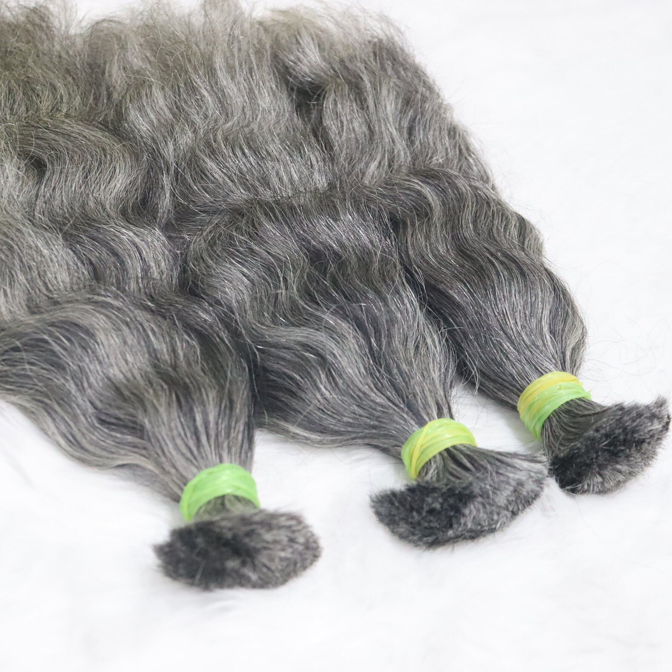 Salt and Pepper Human Braiding Hair Three Bundle Grey Hair Extensions