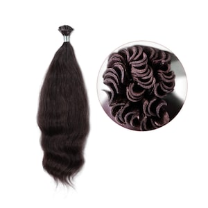Wavy U-Tip Natural black Human Hair Extensions | Pre bonded Nail tips Unprocessed Fusion Tips| Keratin Tips  Remy hair from Thicklengths™