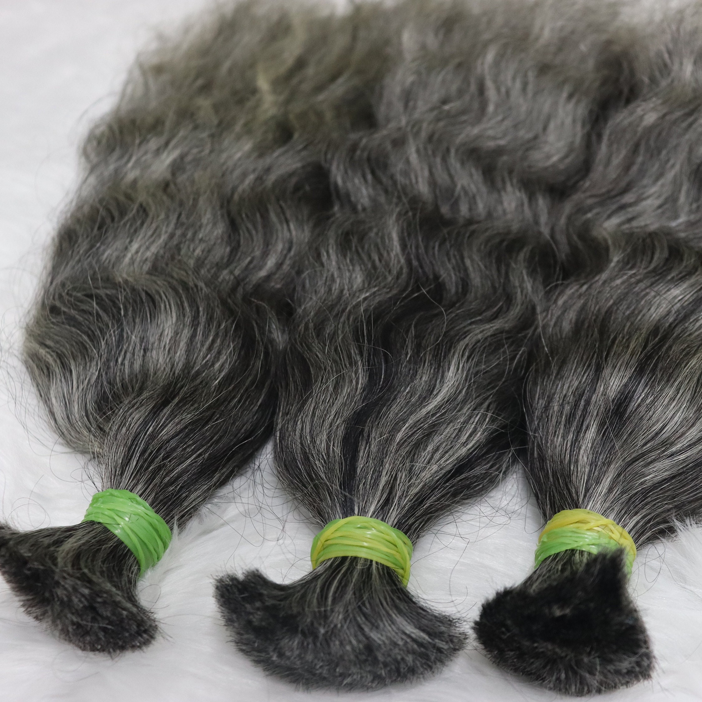 Salt and Pepper Human Braiding Hair Three Bundle Grey Hair Extensions