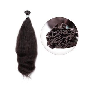 Wavy V-Tip Natural black Human Hair Extensions | Pre bonded Nail tips Unprocessed Fusion Tips| Keratin Tips  Remy hair from Thicklengths™