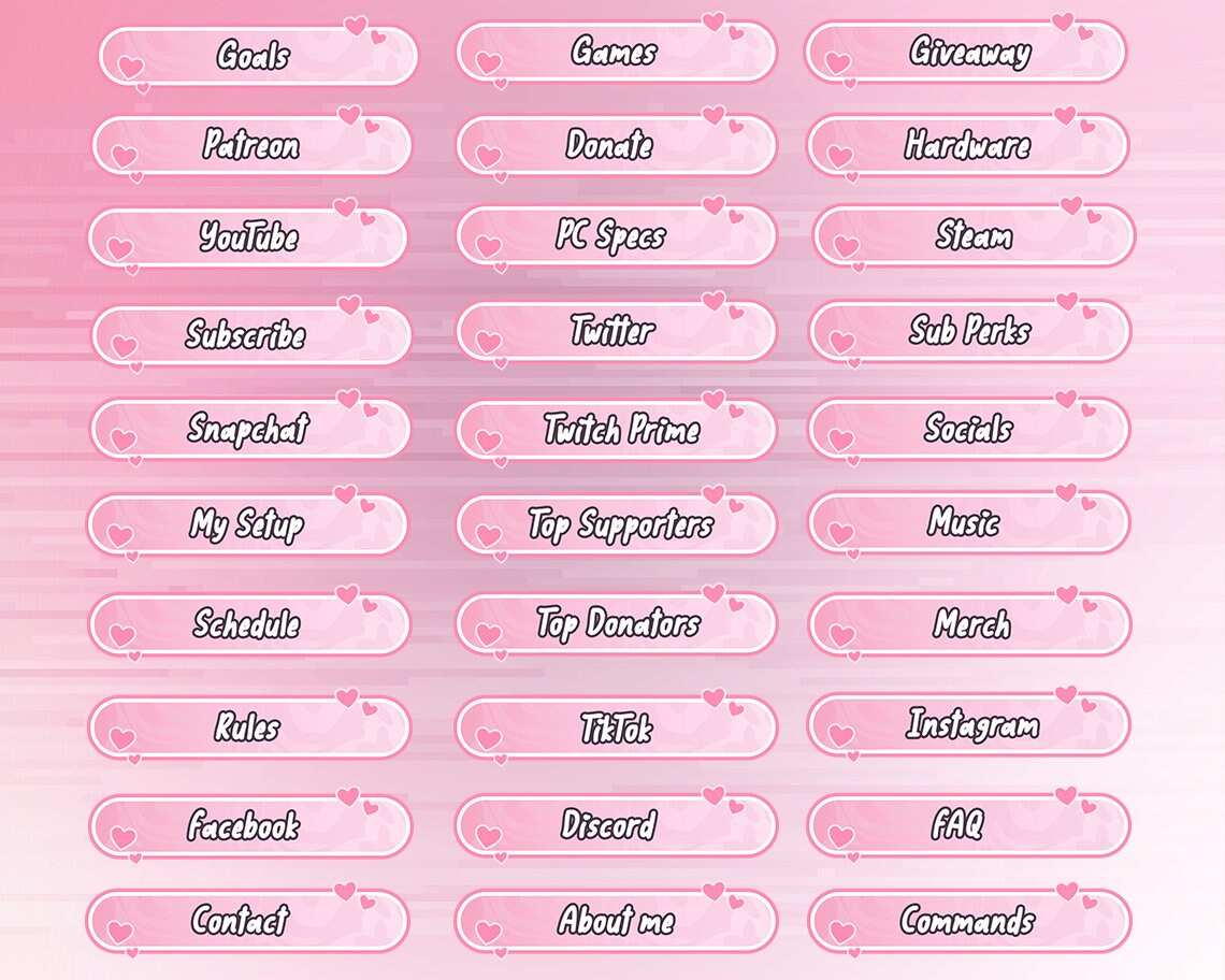 30 Cute Clean Twitch Panels Pack/twitch Panel/ Streamer, Stream Etsy