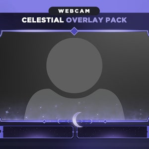 Celestial Purple Webcam Border Pack, Webcam Overlays for Twitch, Youtube, Facebook - Kick
