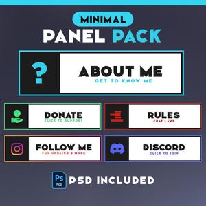 Twitch Panels -  Minimal Clean Twitch Panels - Stream Panels | Twitch Stream Panels | Minimal Twitch Panels