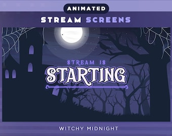 Pantalla de transmisión animada Witchy Goth Purple para Twitch / Gothic & Spooky / Purple Overlay / Pantalla animada de Twitch/ para OBS, fondo de Vtuber