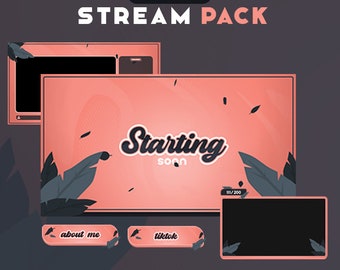 Peach Foliage Animated Stream Overlay Pack | Animated Stream Overlay | Screen | Twitch | Webcam Border | Scene | Alerts | Panels |
