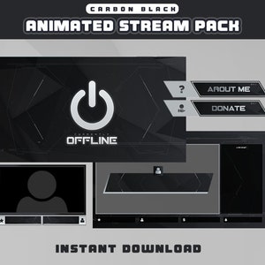 Animated Dark Twitch Stream Overlay Pack  | Animated Stream Overlay | Screen | Twitch | Webcam Border | Scene | Alerts | Panels