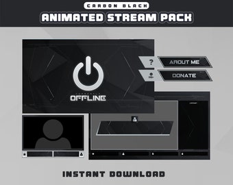 Animated Dark Twitch Stream Overlay Pack  | Animated Stream Overlay | Screen | Twitch | Webcam Border | Scene | Alerts | Panels