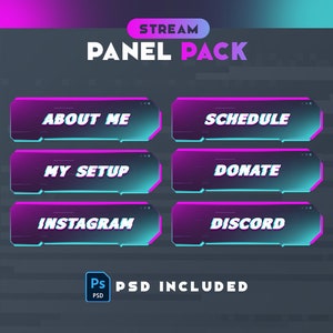 Twitch Panels - Pink & Blue Glitch Panels - Stream Panels | Twitch Stream Panels | Minimal Twitch Panels