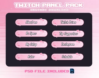 30 Cute Clean Twitch Panels Pack/Twitch Panel/ Streamer, Stream