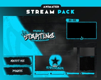 Blue Vandalism Animated Stream Package | Overlays, Alerts, Screens, Panels, Chatbox, Transition | Blue Stream Package